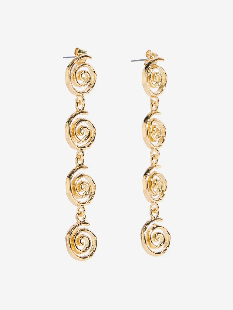 Westside Accessories Gold Spiral Dangler Earrings