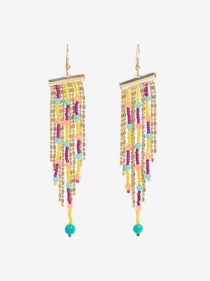 Westside Accessories Multicolour Beaded Waterfall Dangler Earrings