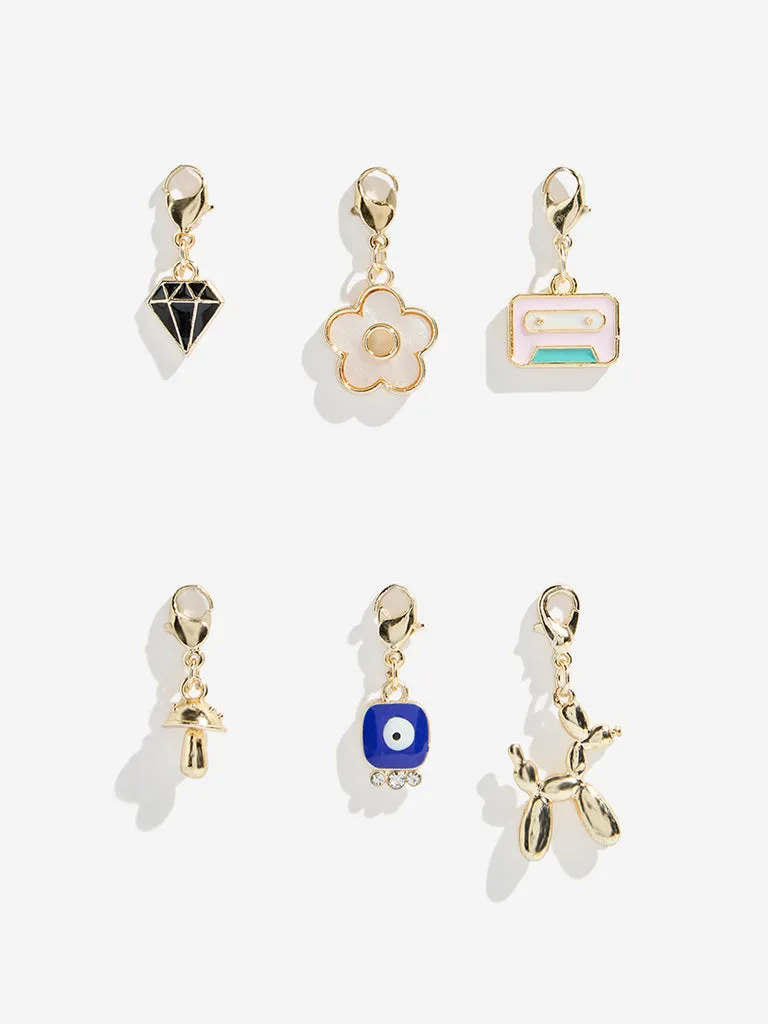 Westside Accessories Multicolour Mushroom Charms Set - Pack of 6