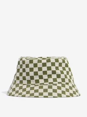 Westside Accessories Olive Checks Pattern Reversible Bucket Hat