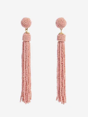 Westside Accessories Pink Beaded Tassel Dangler Earrings