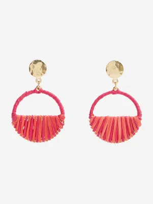 Westside Accessories Red Threadwork Semi-Hoop Earrings
