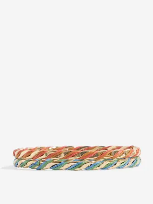 Westside Accessories Red Threadwork Wrap Bangle Set - Pack of 2