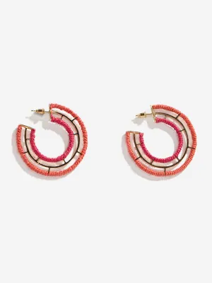 Westside Accessories Red Threadwork Wrapped Hoop Earrings