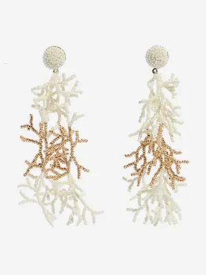 Westside Accessories White Beaded Coral-Inspired Dangler Earrings