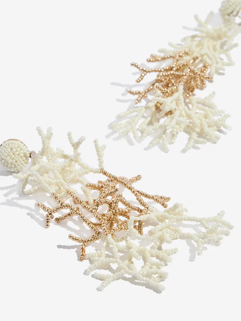 Westside Accessories White Beaded Coral-Inspired Dangler Earrings