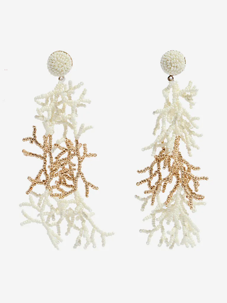 Westside Accessories White Beaded Coral-Inspired Dangler Earrings