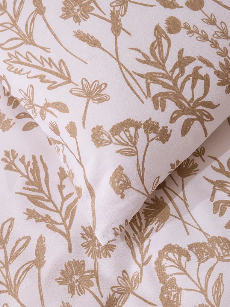 Westside Home Beige Design Queen Bed Flat Sheet and Pillowcase Set