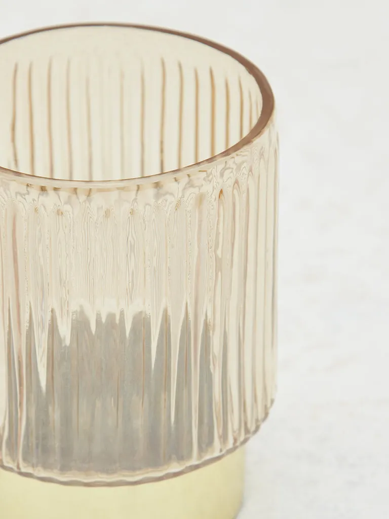 Westside Home Gold Ribbed Textured Candle Stand