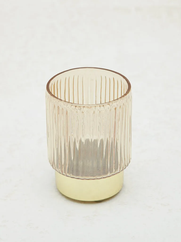 Westside Home Gold Ribbed Textured Candle Stand