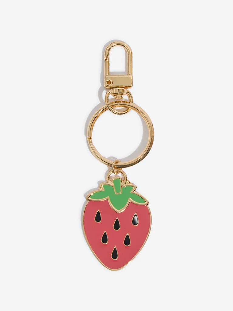 Westside Red Strawberry Enamel Bag Charm