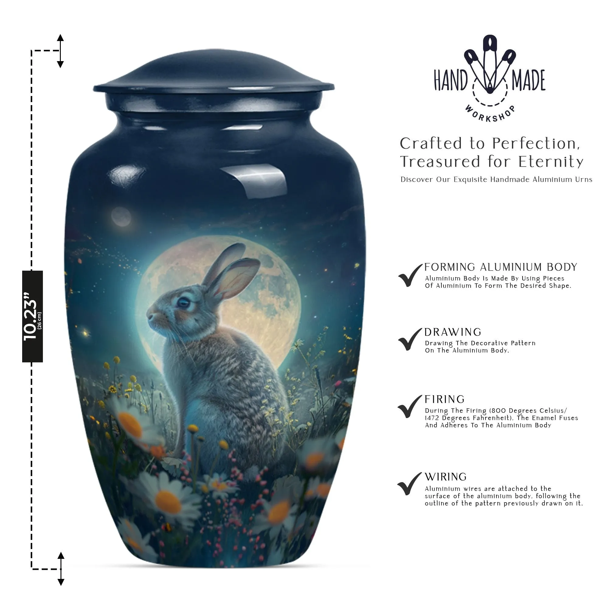 White Bunny Moon Cremation Urn | Bunny Urn For Human Remains