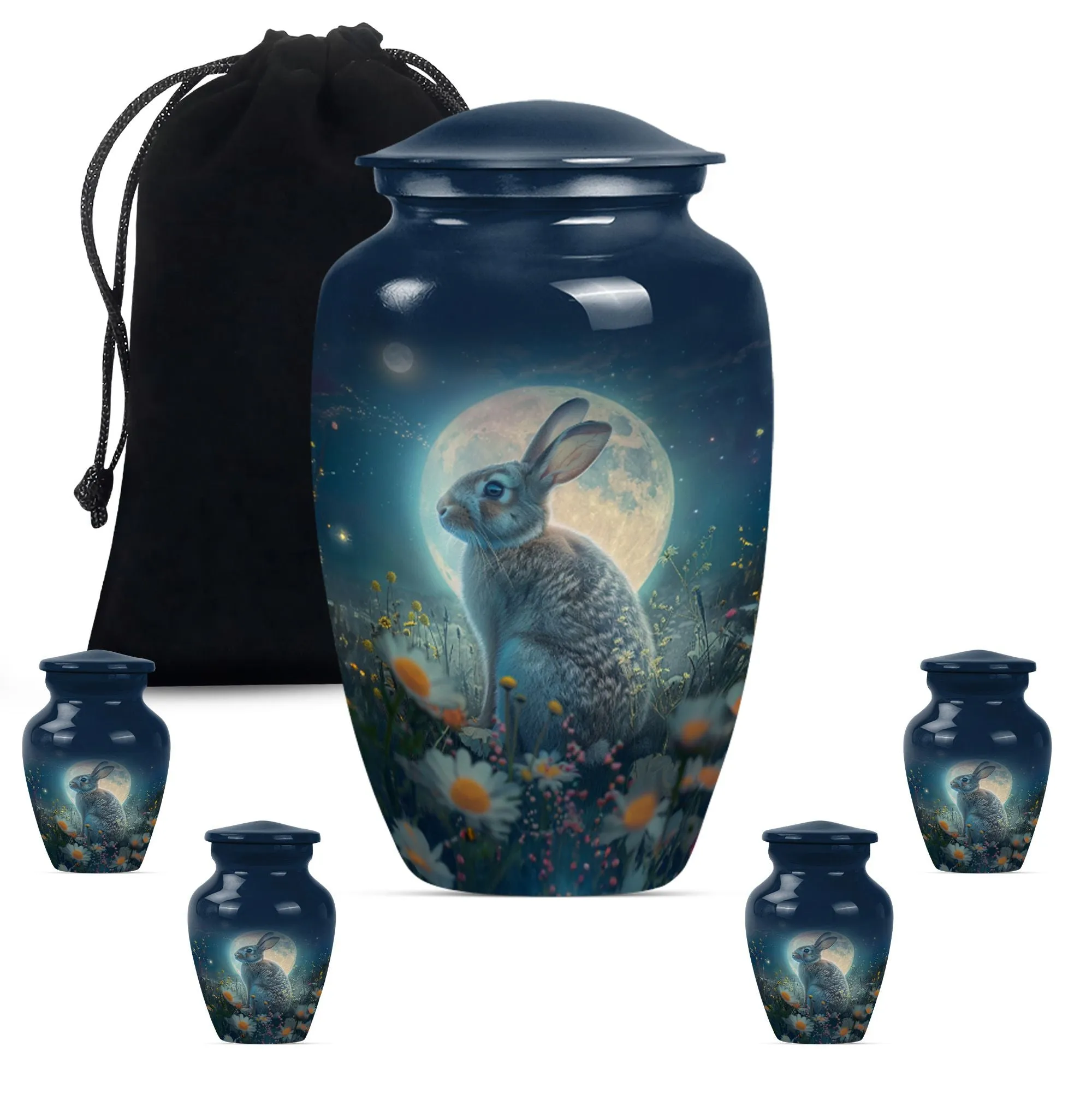 White Bunny Moon Cremation Urn | Bunny Urn For Human Remains