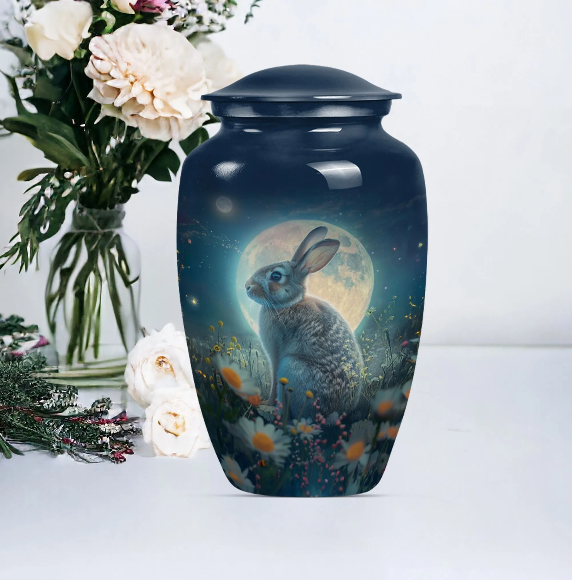White Bunny Moon Cremation Urn | Bunny Urn For Human Remains