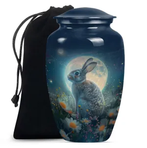 White Bunny Moon Cremation Urn | Bunny Urn For Human Remains