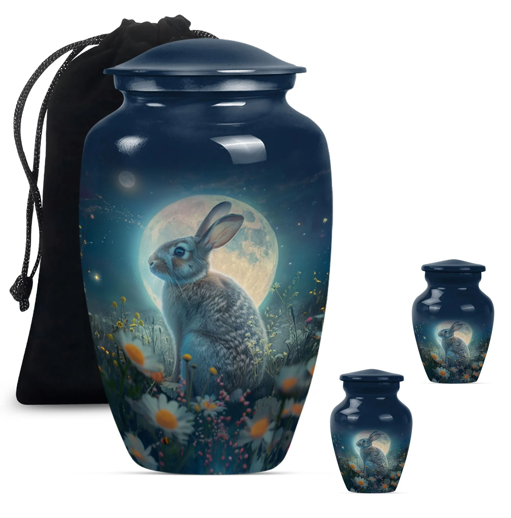White Bunny Moon Cremation Urn | Bunny Urn For Human Remains