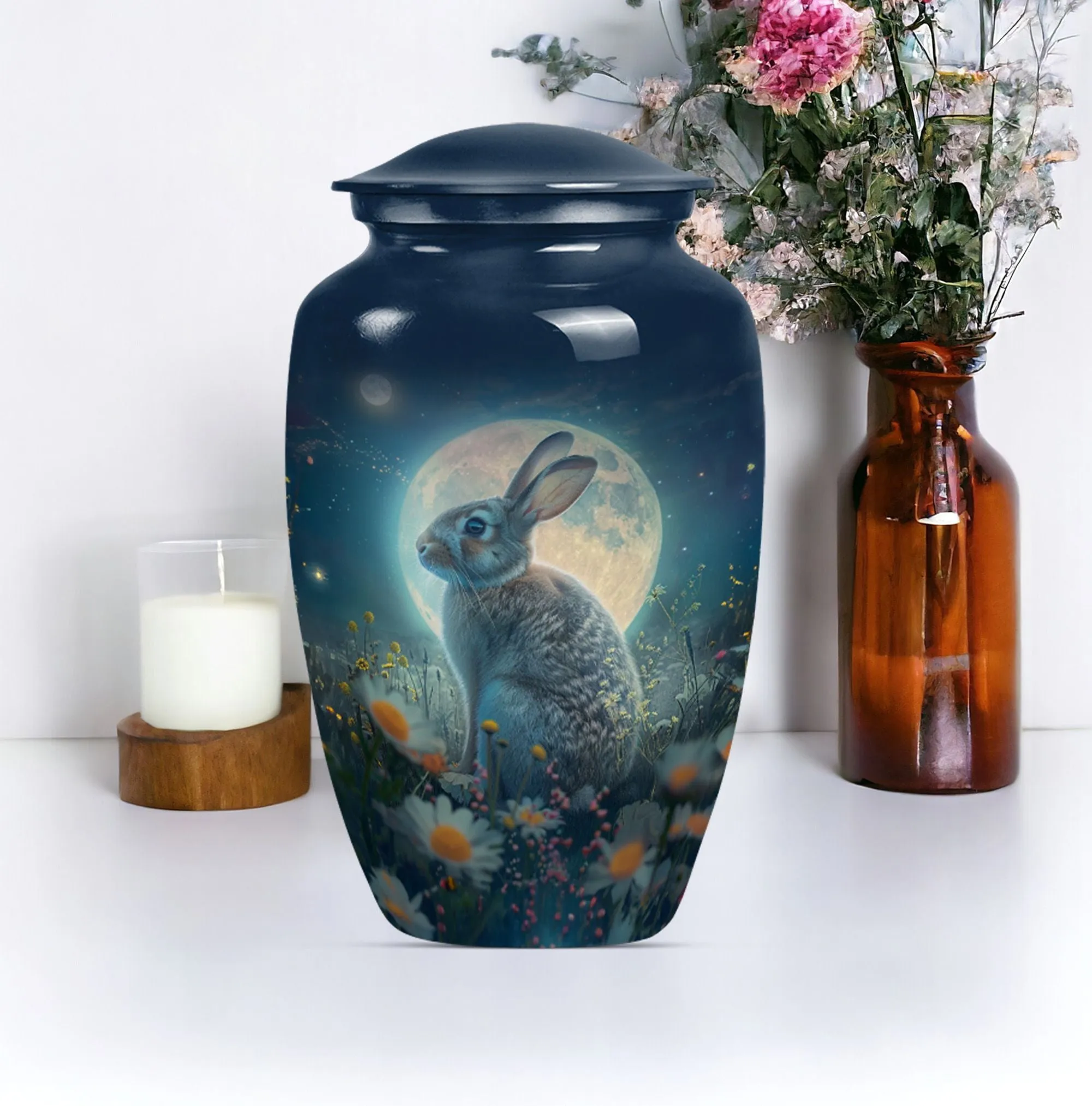 White Bunny Moon Cremation Urn | Bunny Urn For Human Remains