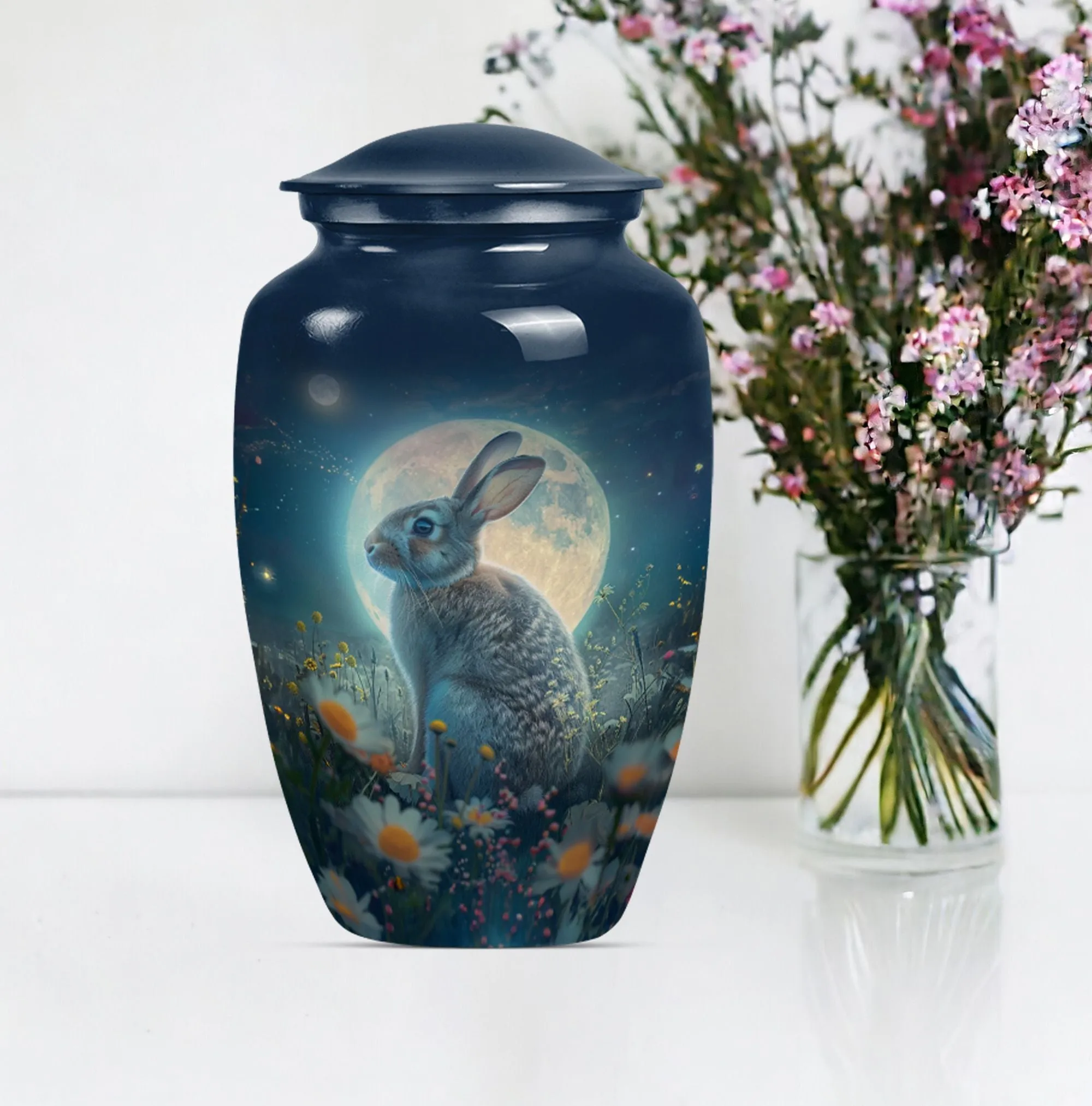 White Bunny Moon Cremation Urn | Bunny Urn For Human Remains