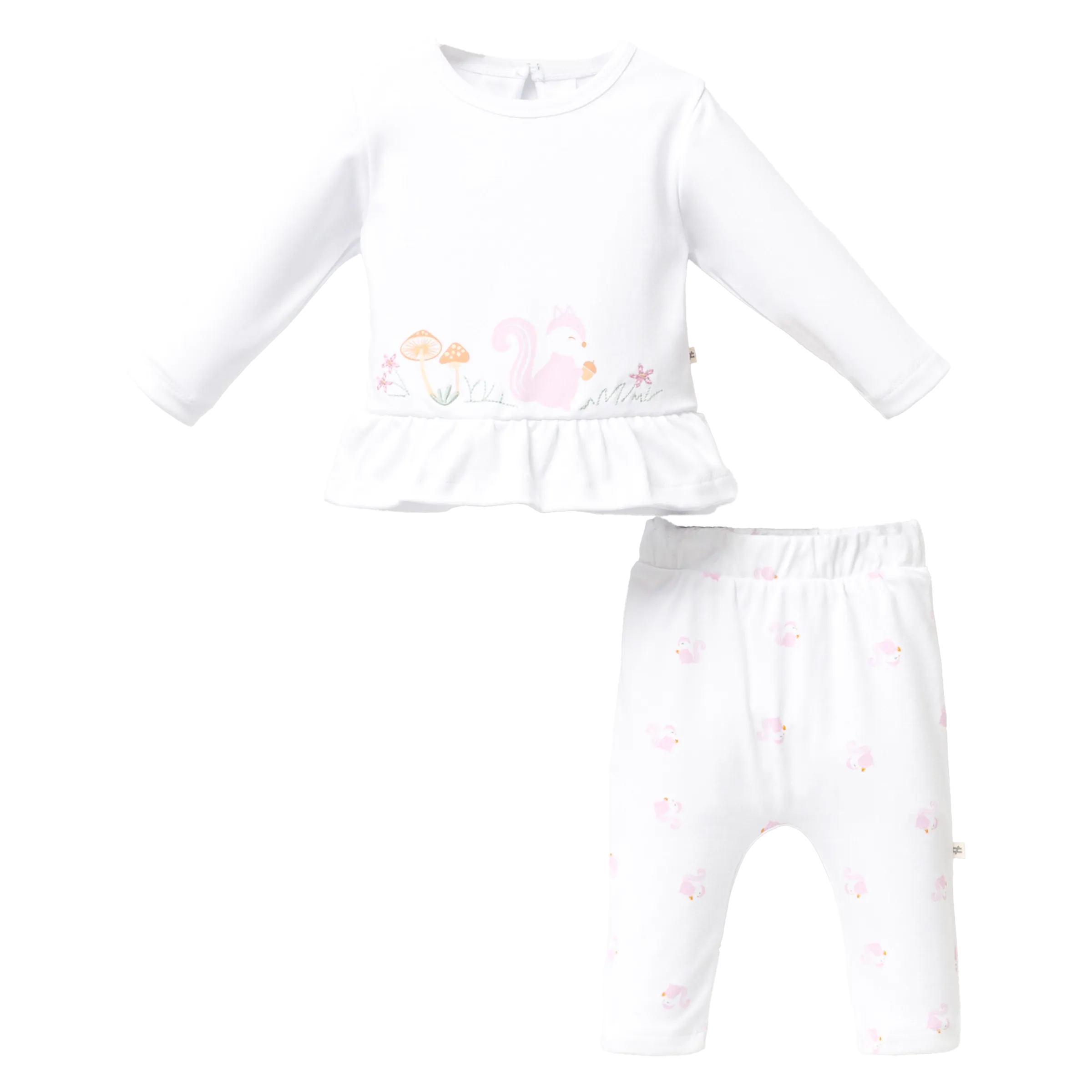 White Chipmunk Graphic Ruffle Outfit