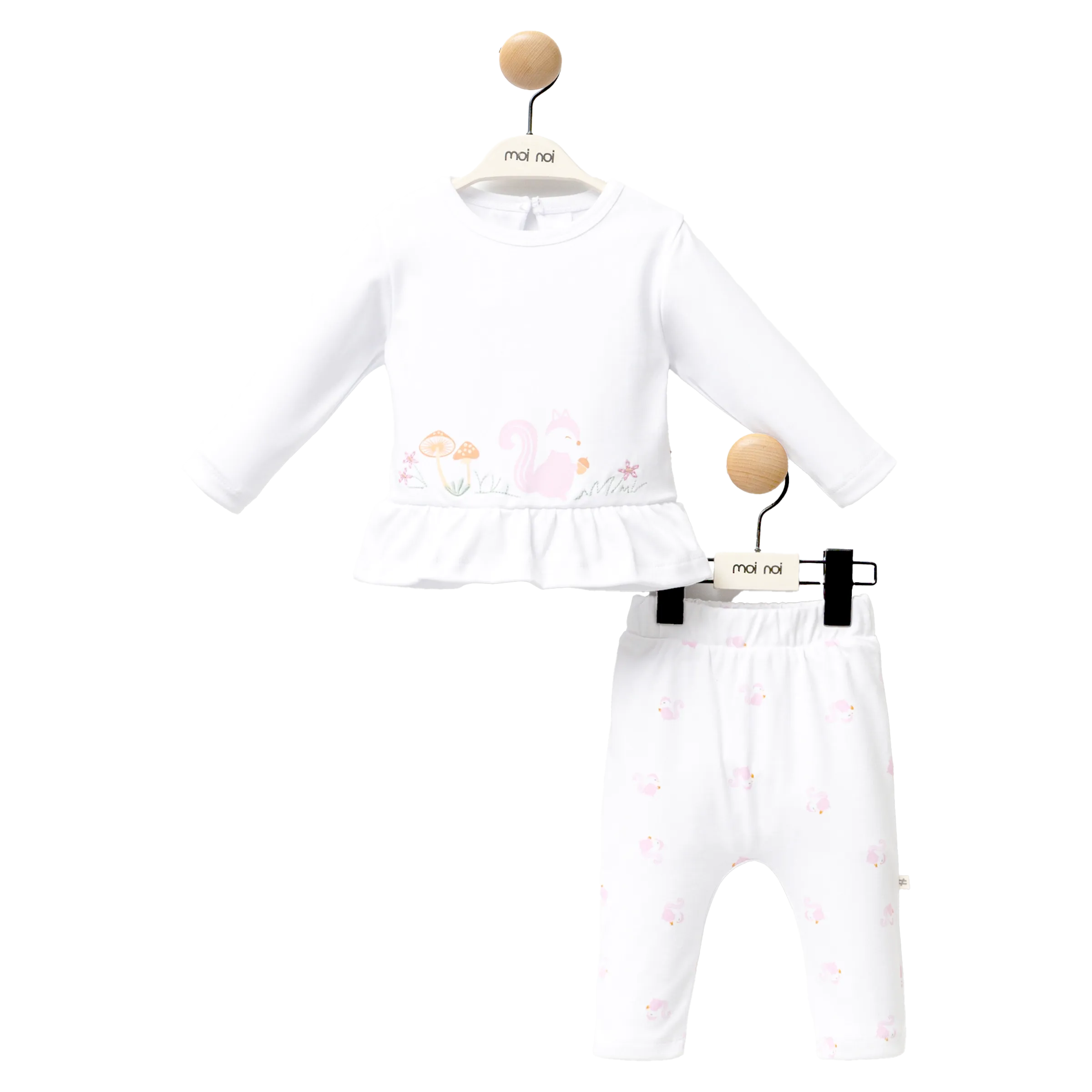 White Chipmunk Graphic Ruffle Outfit