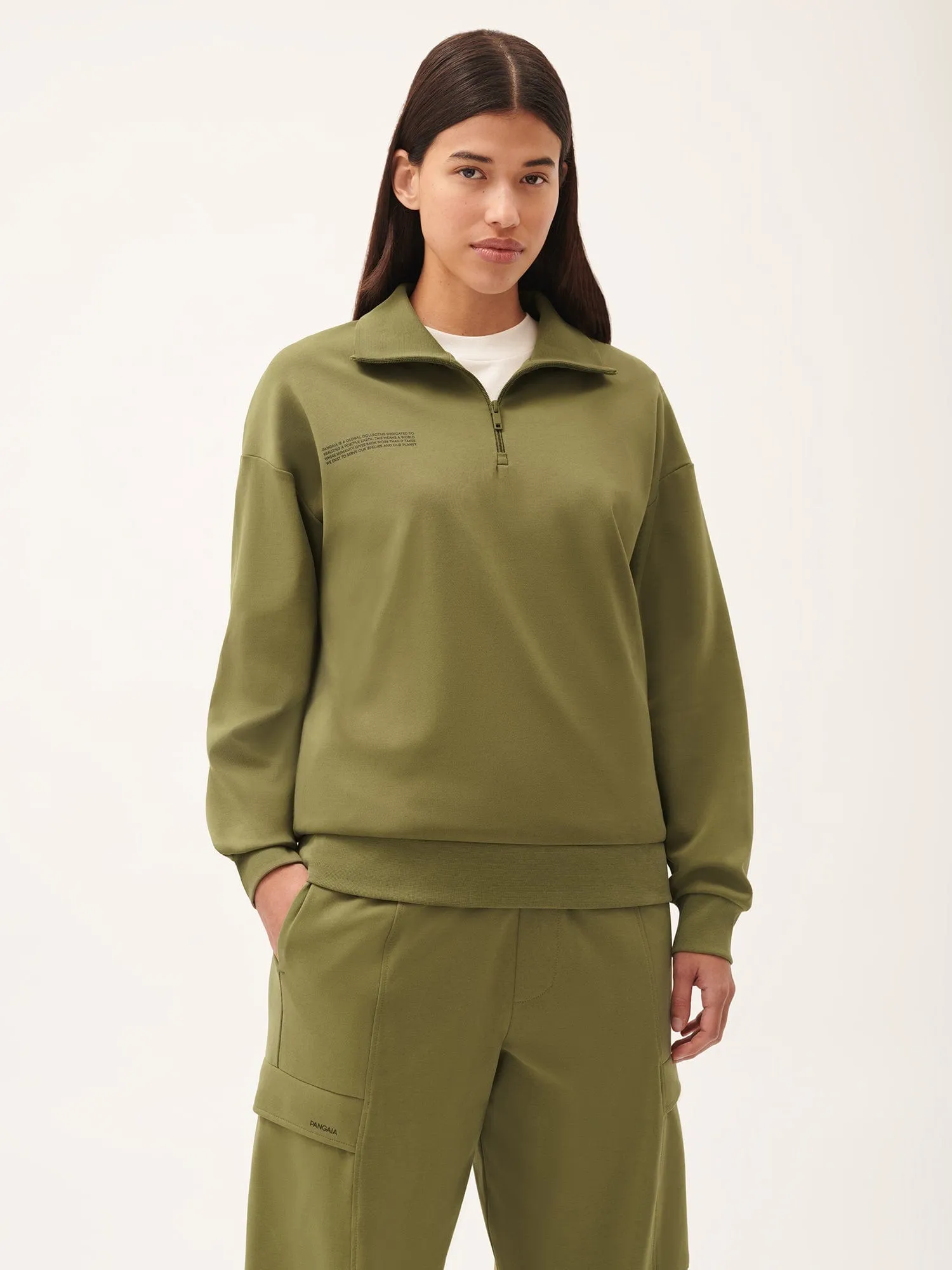 Womens DNA Double Jersey Half Zip Sweatshirt—highland green