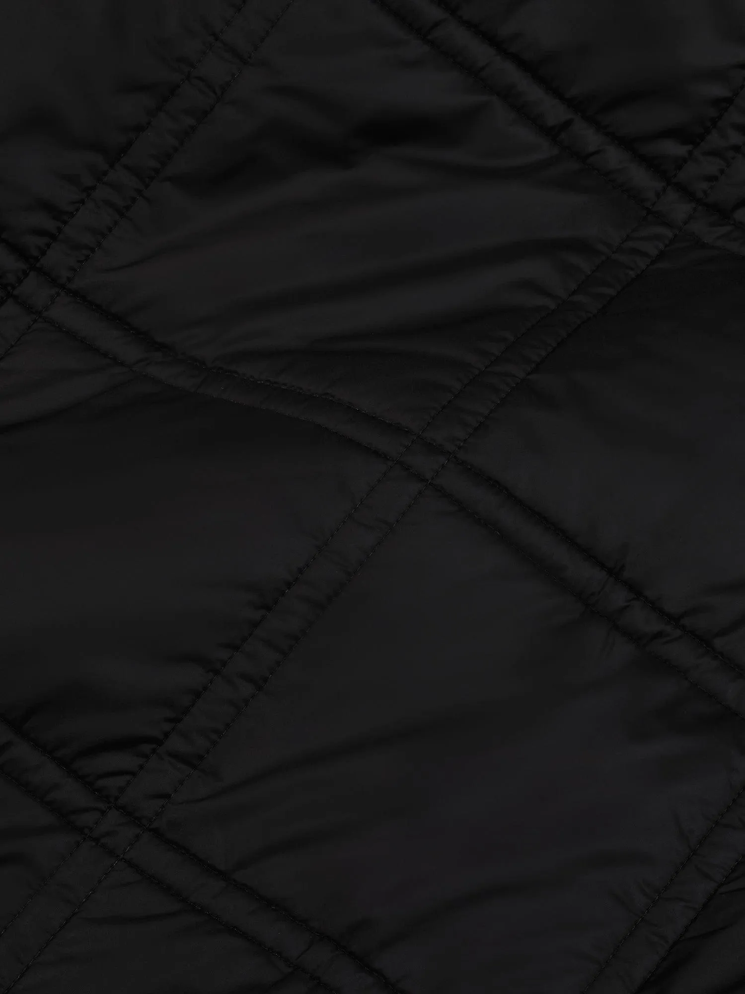Womens Flower-Warmth Quilted Collarless Jacket —black