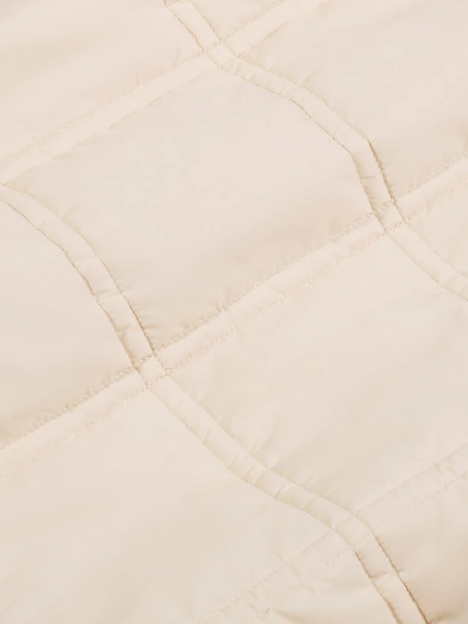 Womens Flower-Warmth Quilted Collarless Jacket—sand