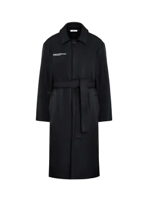 Womens Flower-Warmth Trench Coat—black