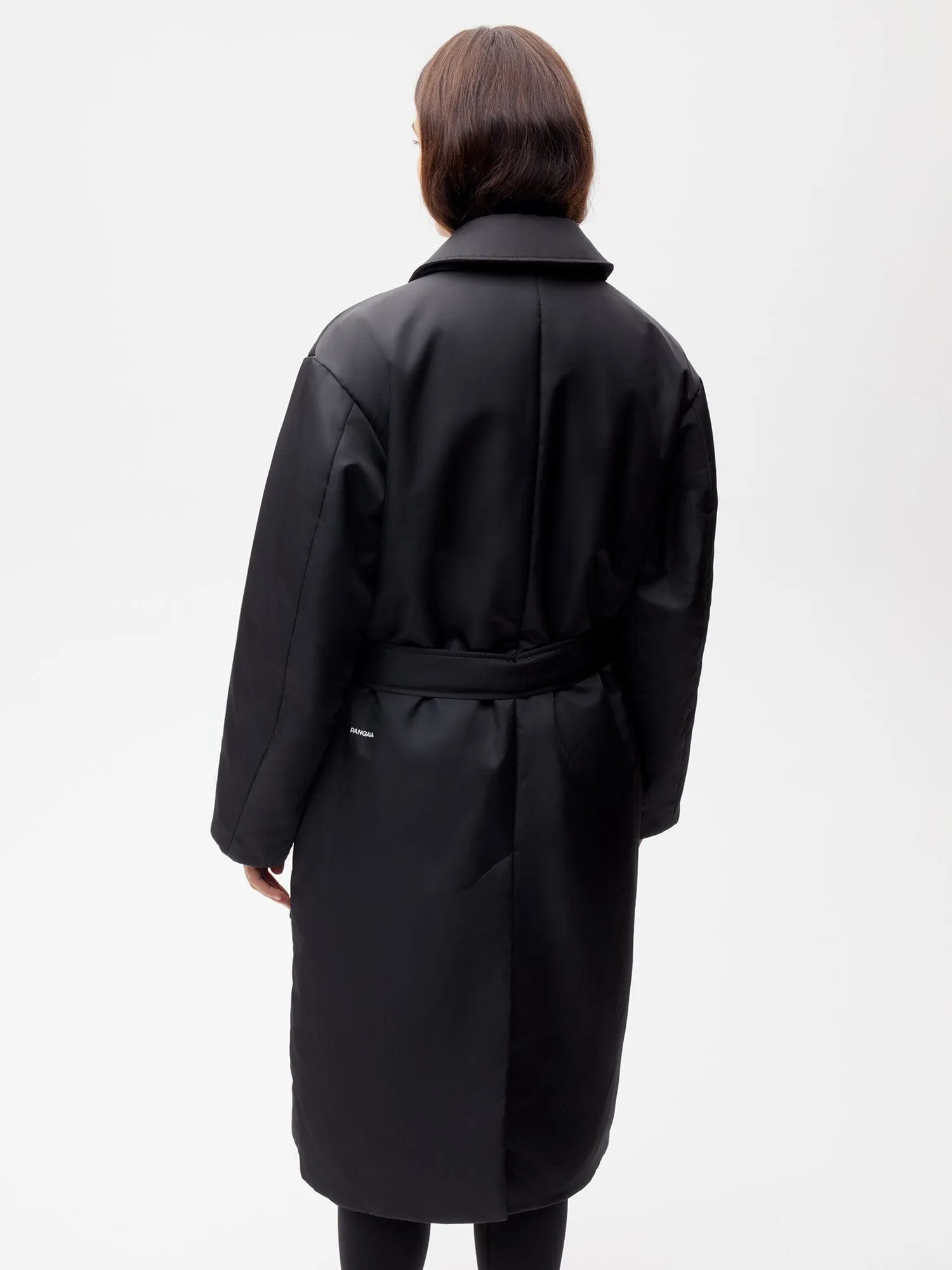 Womens Flower-Warmth Trench Coat—black
