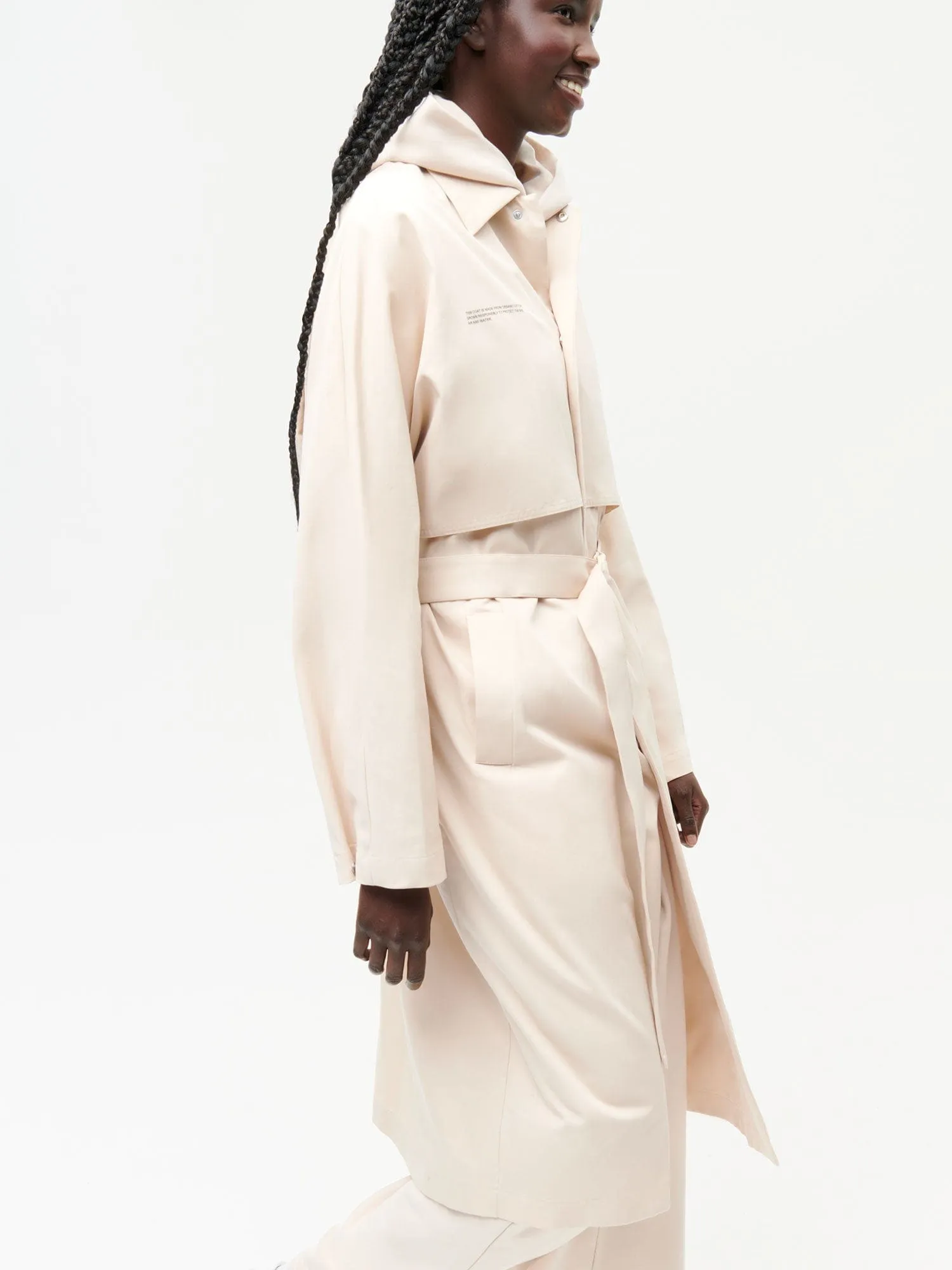 Womens Organic Cotton Trench Coat—sand