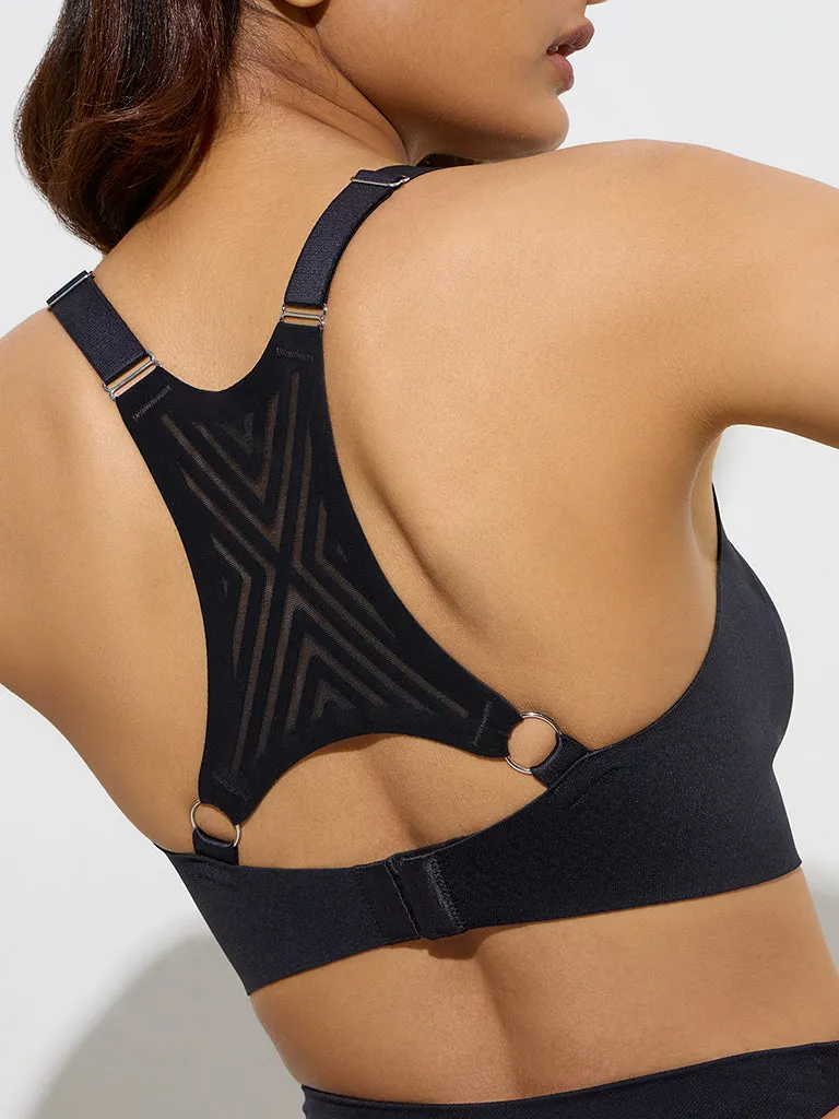Wunderlove Black Padded Invisible Sports Bra