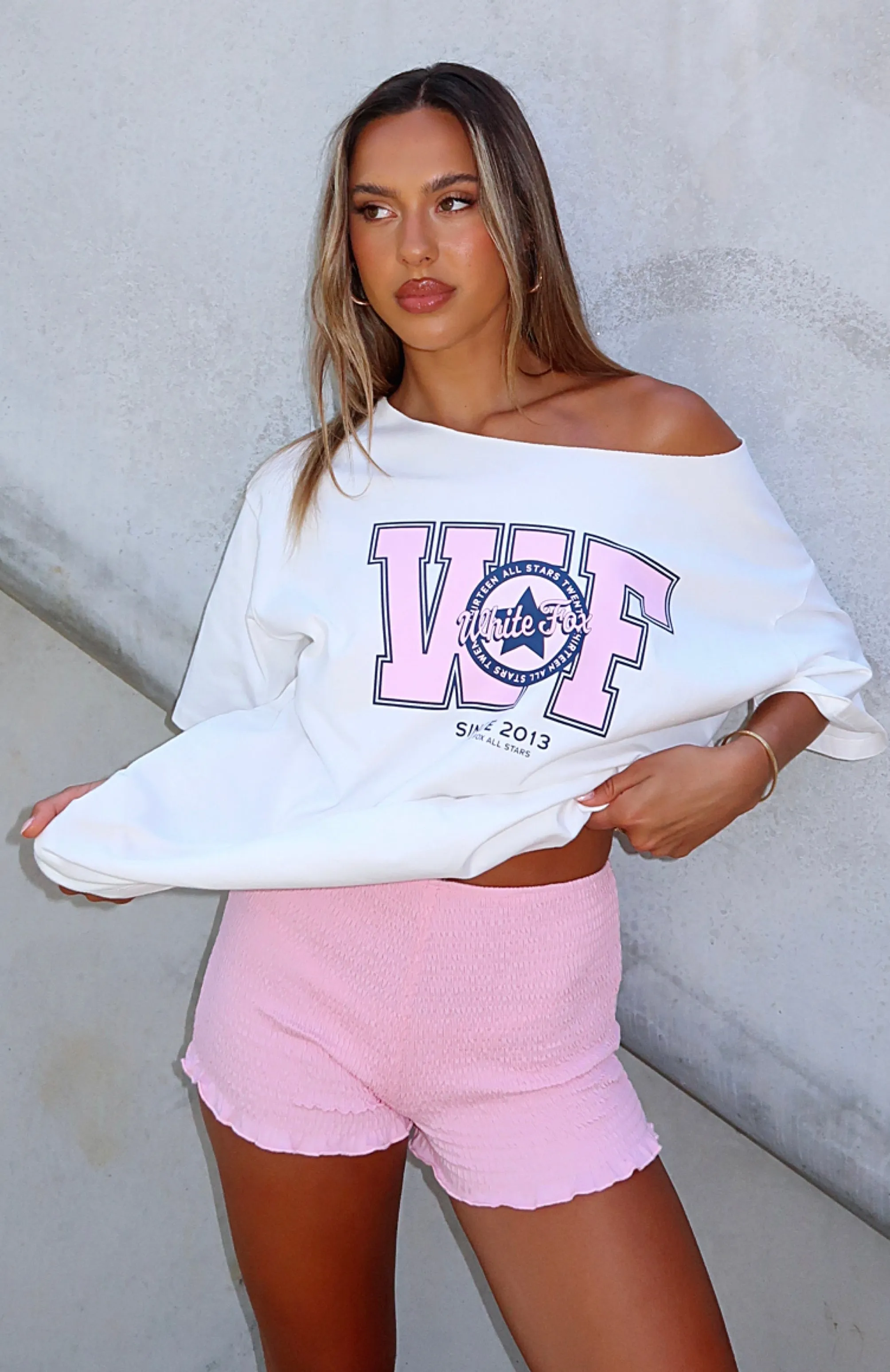 Your Favourite View Off Shoulder Oversized Tee White